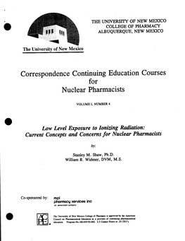 Current Concepts and Concerns for Nuclear Pharmacists