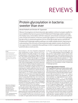 Protein Glycosylation in Bacteria: Sweeter Than Ever