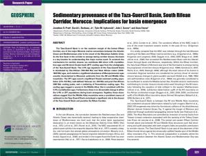 Sedimentary Provenance of the Taza-Guercif Basin, South Rifean Corridor, Morocco: Implications for Basin Emergence GEOSPHERE; V