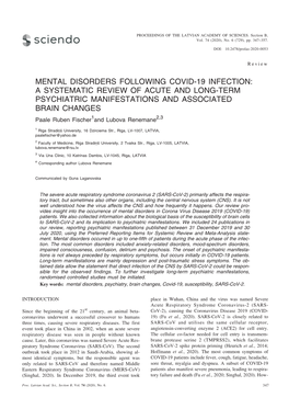 Mental Disorders Following Covid-19 Infection