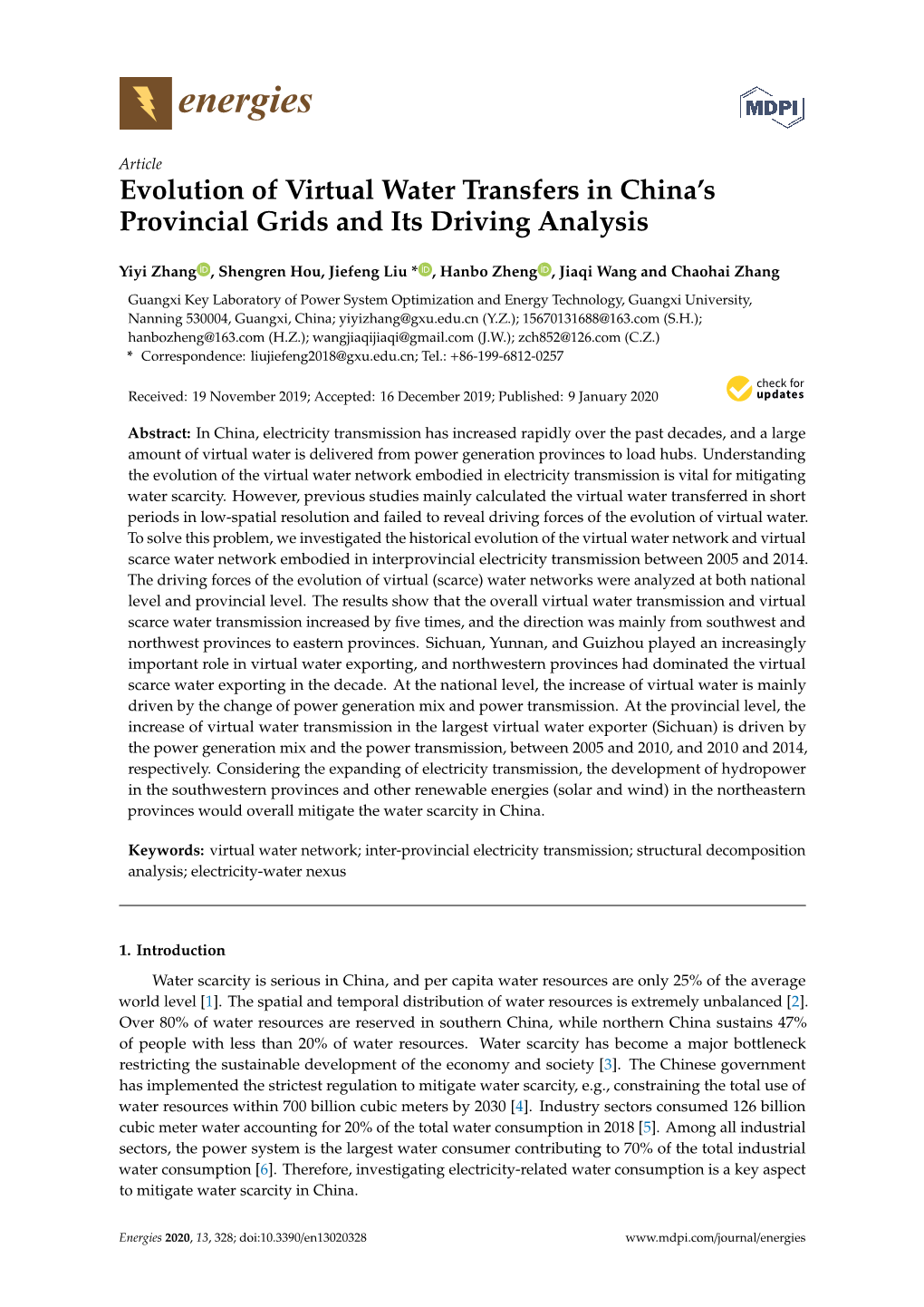 Evolution of Virtual Water Transfers in China's Provincial Grids And