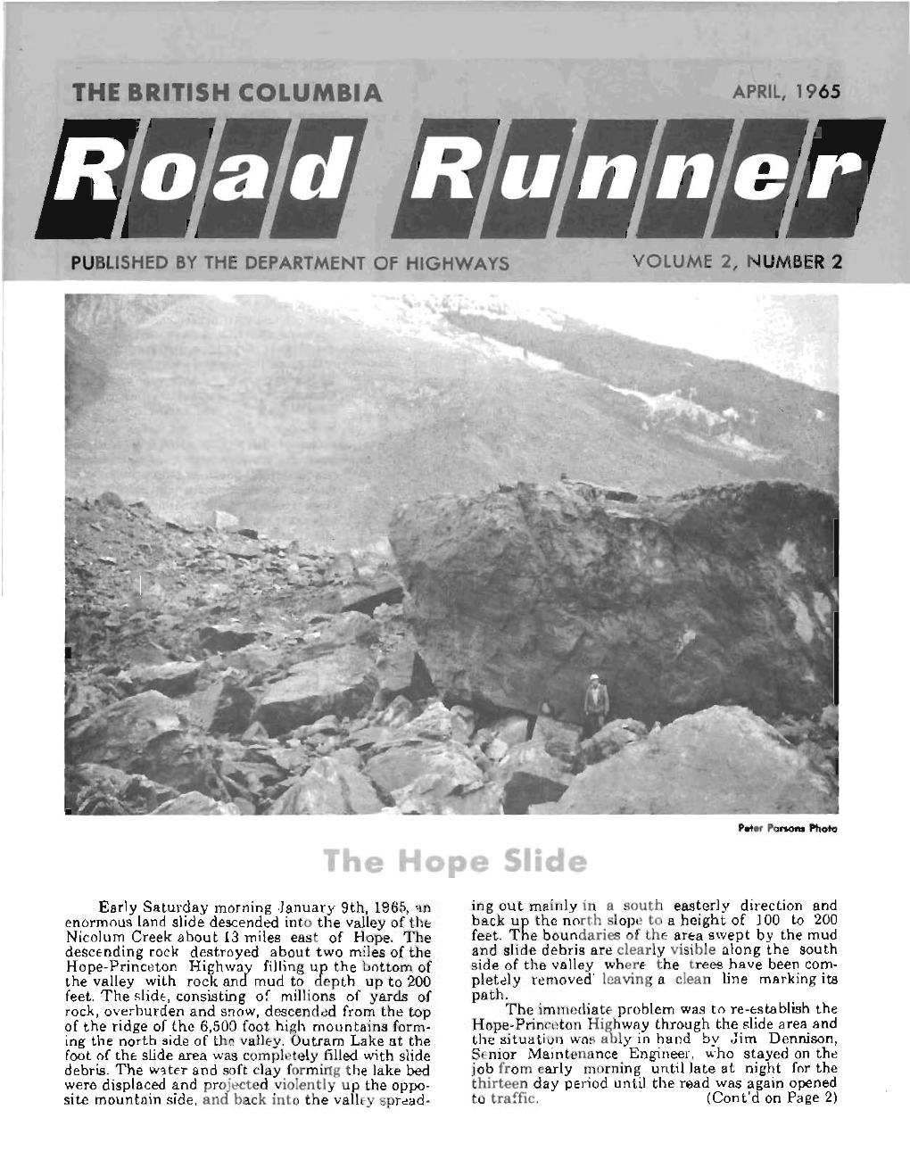 The British Columbia Road Runner, April 1965, Volume 2, Number 2