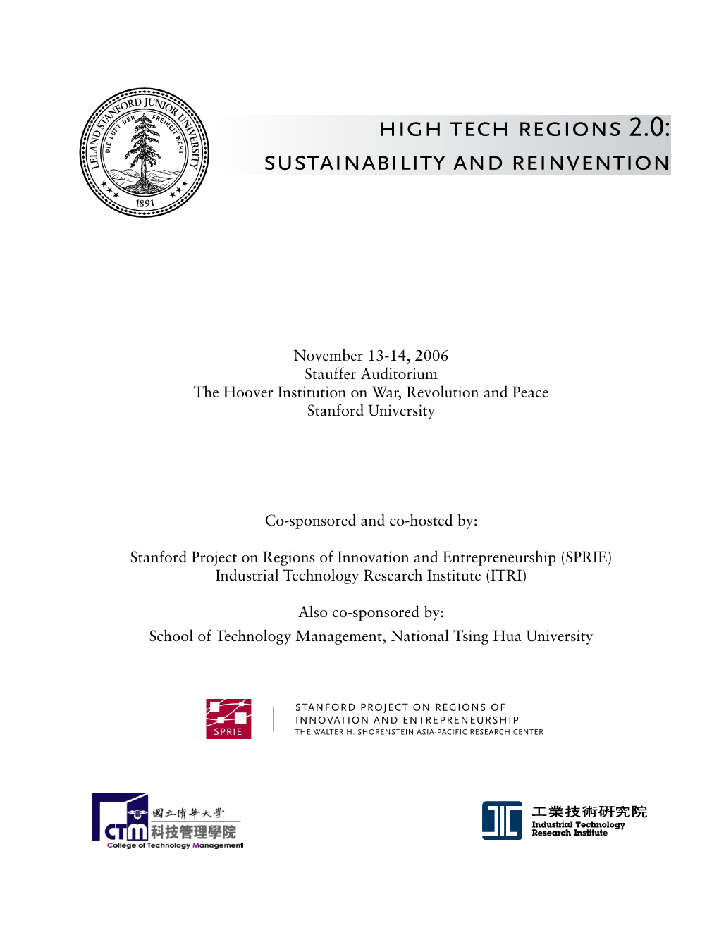 High Tech Regions 2.0: Sustainability and Reinvention