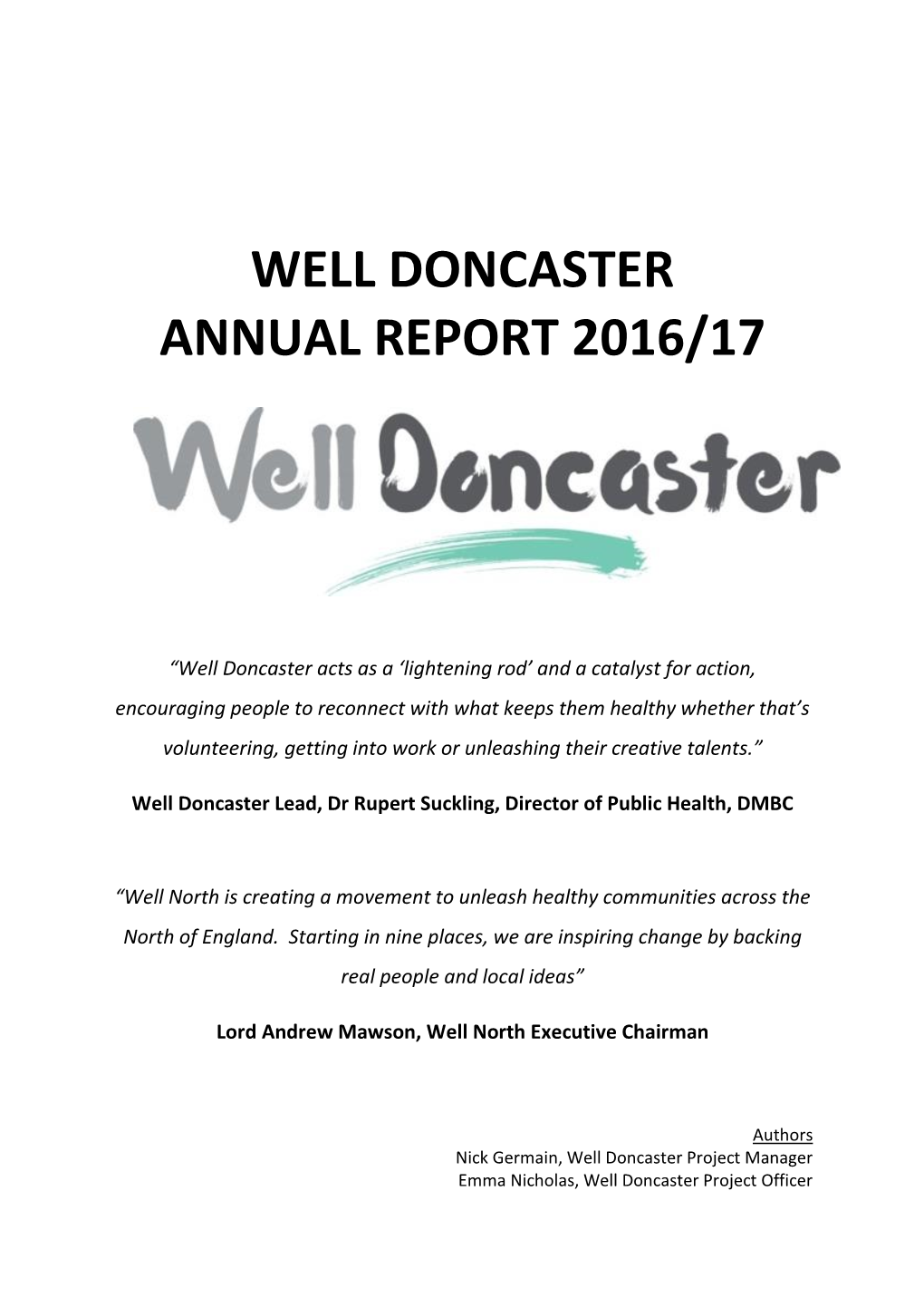 Well Doncaster Annual Report 2016/17