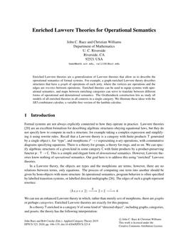 Enriched Lawvere Theories for Operational Semantics