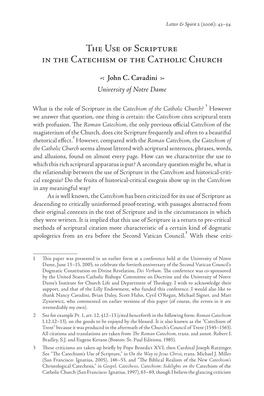 The Use of Scripture in the Catechism of the Catholic Church