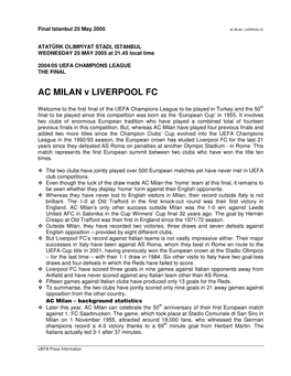 AC MILAN V LIVERPOOL FC