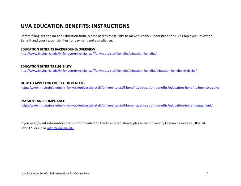 Uva Education Benefits: Instructions