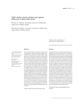 Traffic Deaths: Recent Evolution and Regional Differences in Bahia State, Brazil