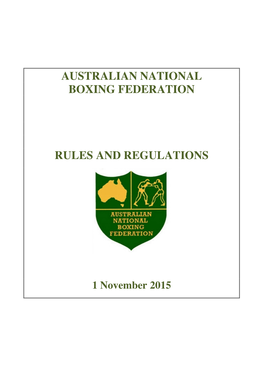 Australian National Boxing Federation Rules and Regulations