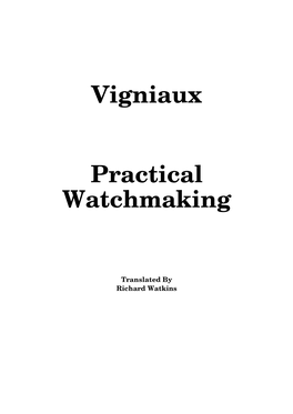 Practical Watchmaking