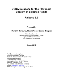 USDA Database for the Flavonoid Content of Selected Foods Release