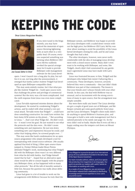 KEEPING the CODE Dear Linux Magazine Reader