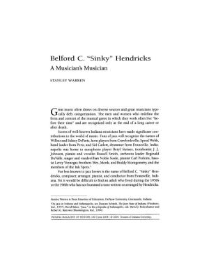 Sinky” Hendricks a Musician’S Musician