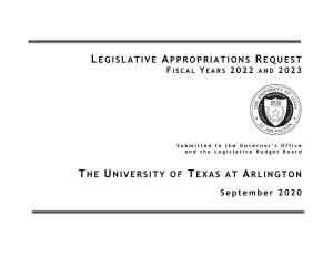 Legislative Appropriations Request the University Of