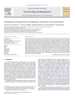 Comparisons of Mayan Forest Management, Restoration, and Conservation