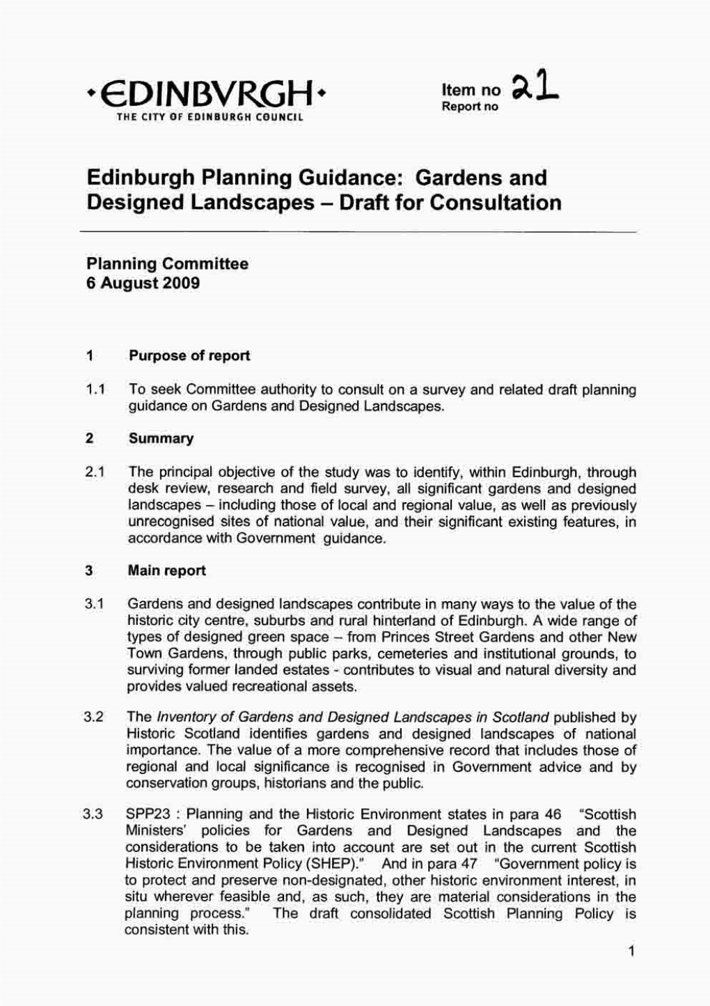 Gardens and Designed Landscapes - Draft for Consultation