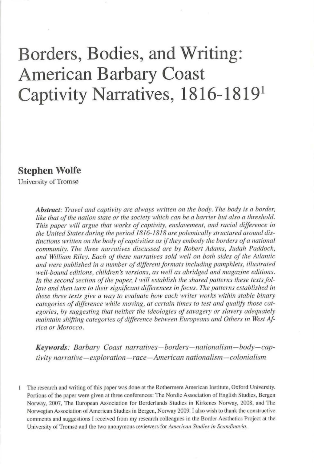 American Barbary Coast Captivity Narratives, 1816-18191