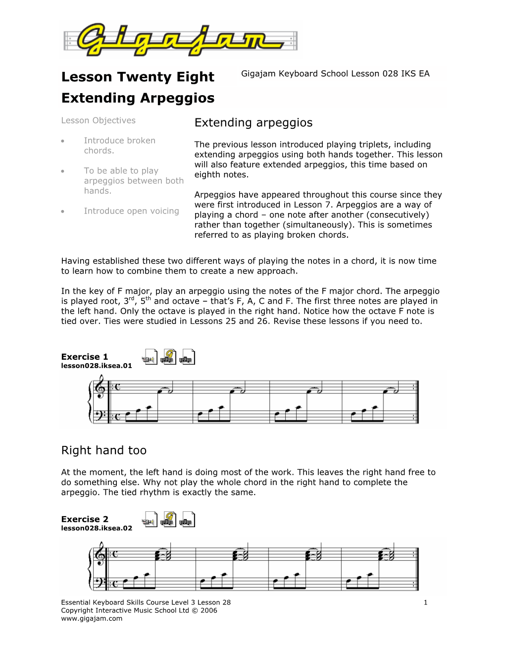 Lesson Twenty Eight Extending Arpeggios