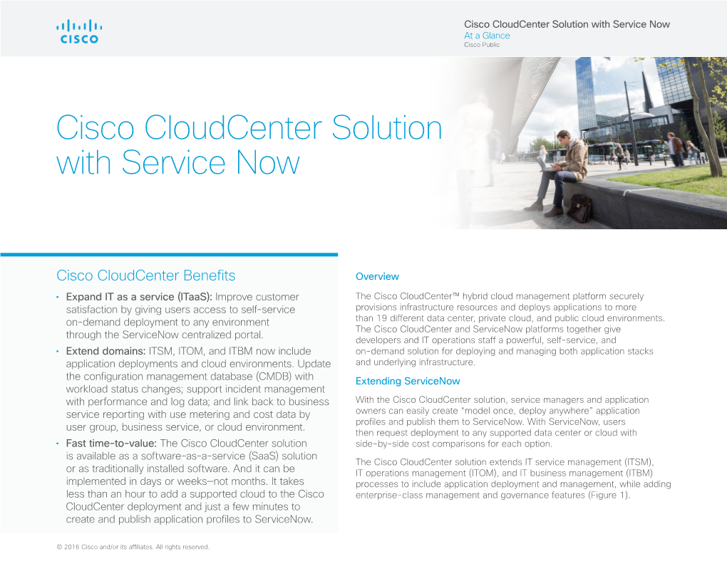 Cisco Cloudcenter Solution with Service Now At-A-Glance