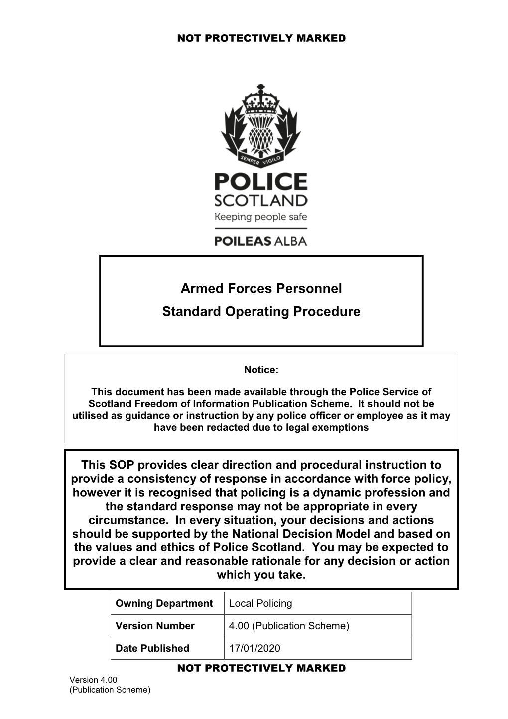 Armed Forces Personnel Standard Operating Procedure