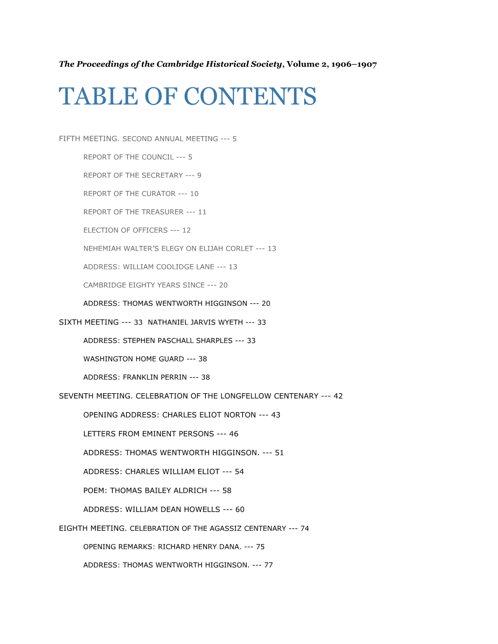 Table of Contents