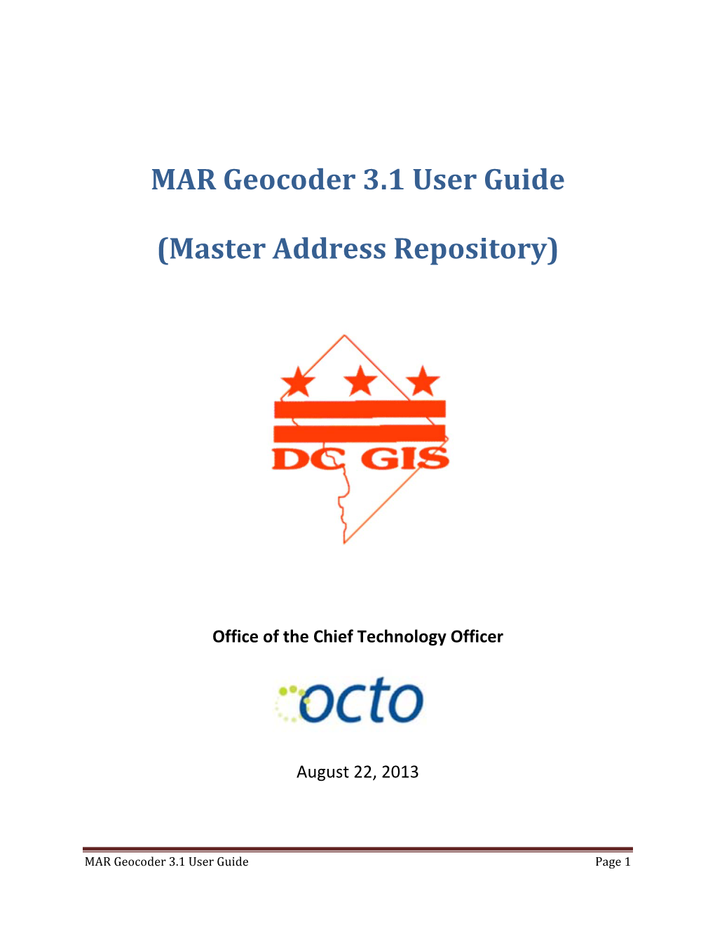 MAR Geocoder 3.1 User Guide (Master Address Repository)