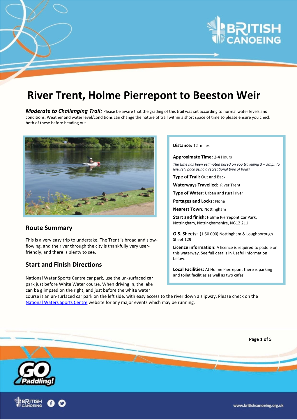 River Trent, Holme Pierrepont to Beeston Weir