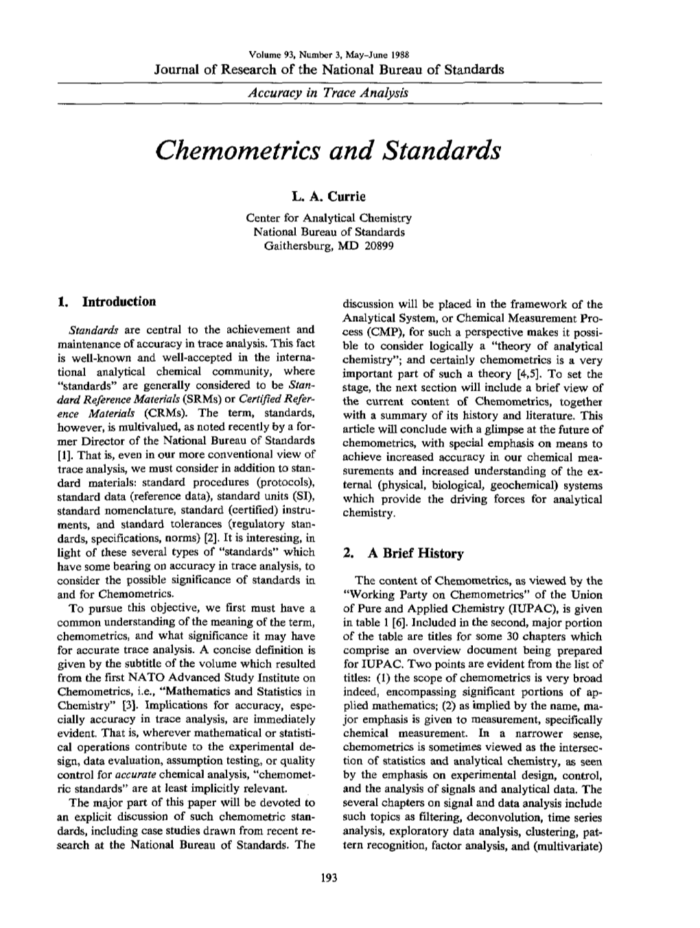 Chemometrics and Standards