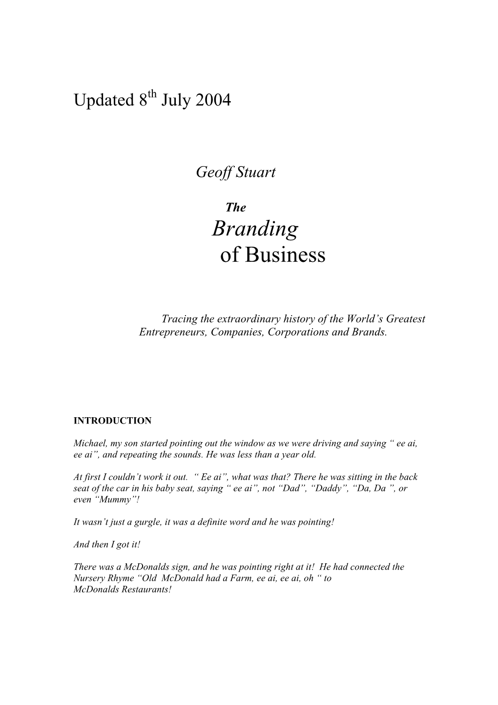 Branding of Business