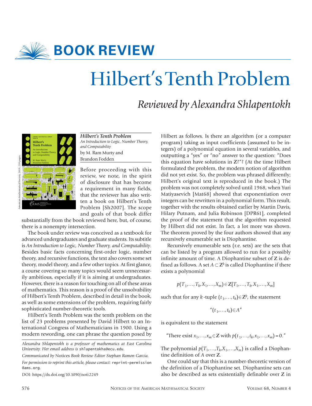 Hilbert's Tenth Problem, J