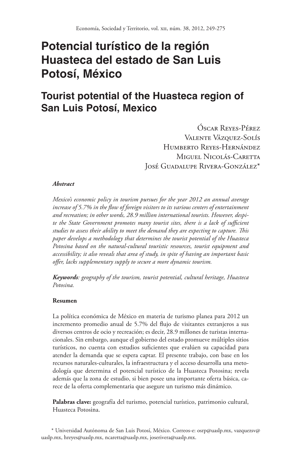 Potencial Turístico De La Región Huasteca Del Estado De San Luis Potosí, México