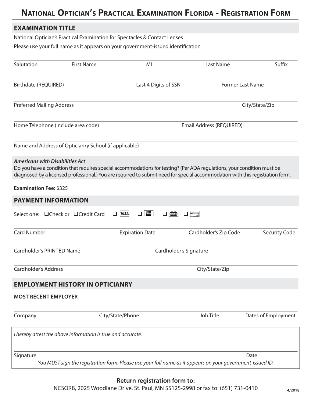 National Optician's Practical Examination Florida