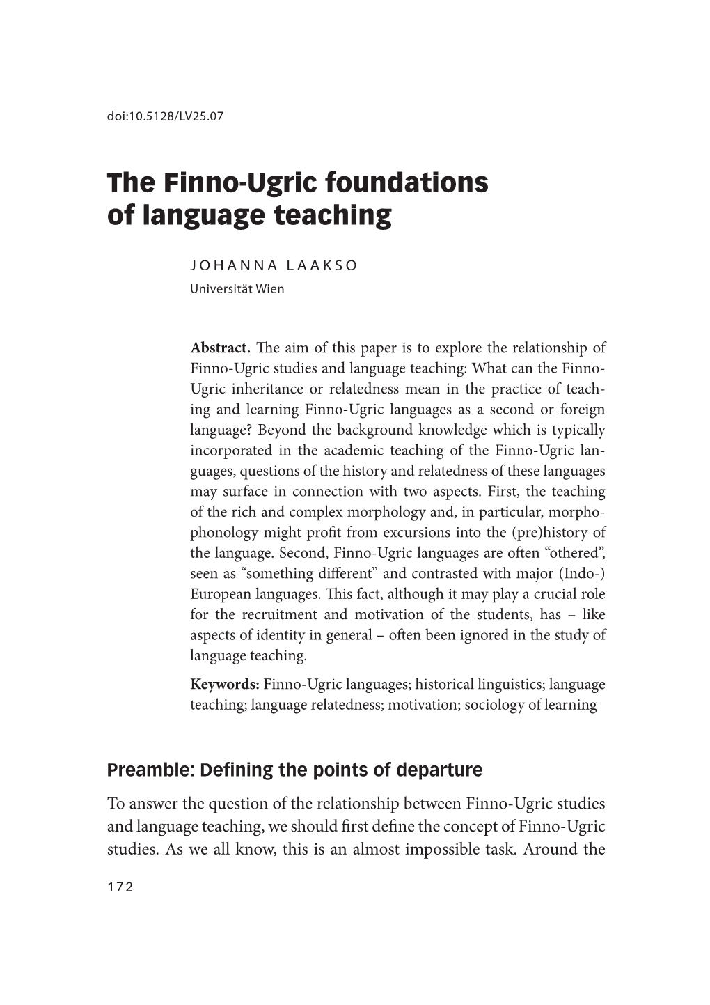 The Finno-Ugric Foundations of Language Teaching