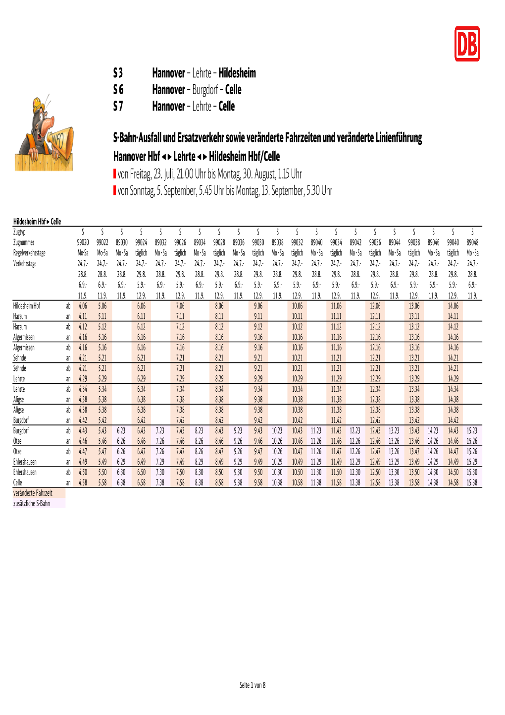 Burgdorf – Celle S 7 Hannover – Lehrte – Celle