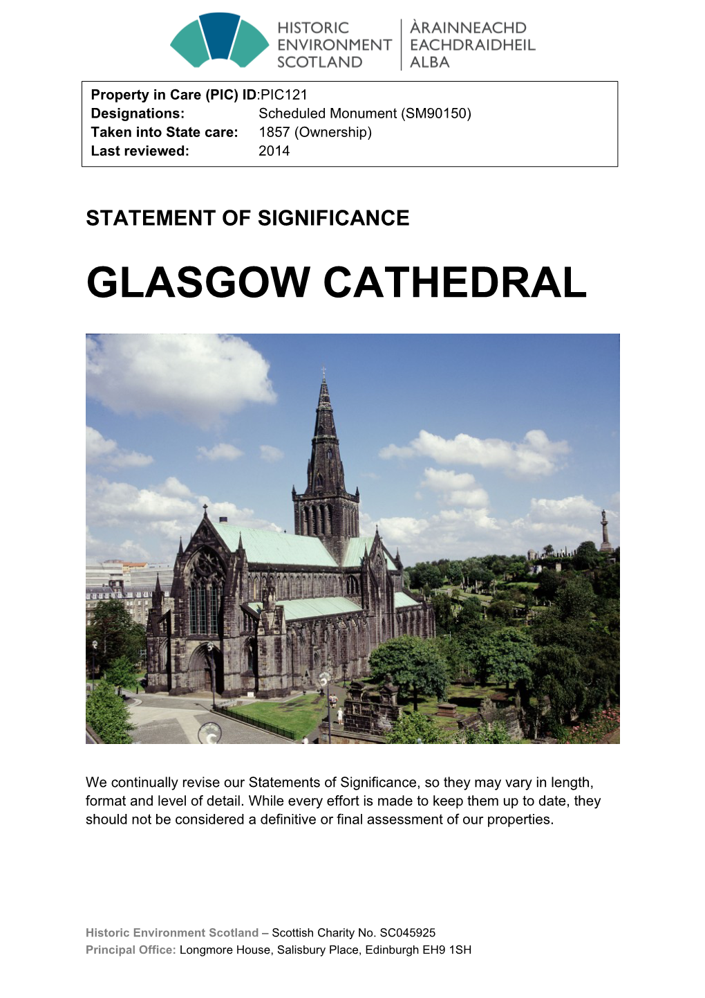 Glasgow Cathedral Statement of Significance