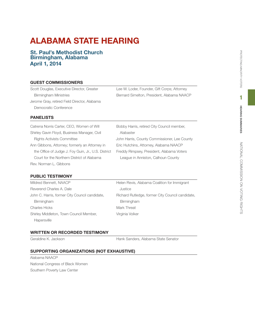 ALABAMA STATE HEARING HEARING STATE ALABAMA John C