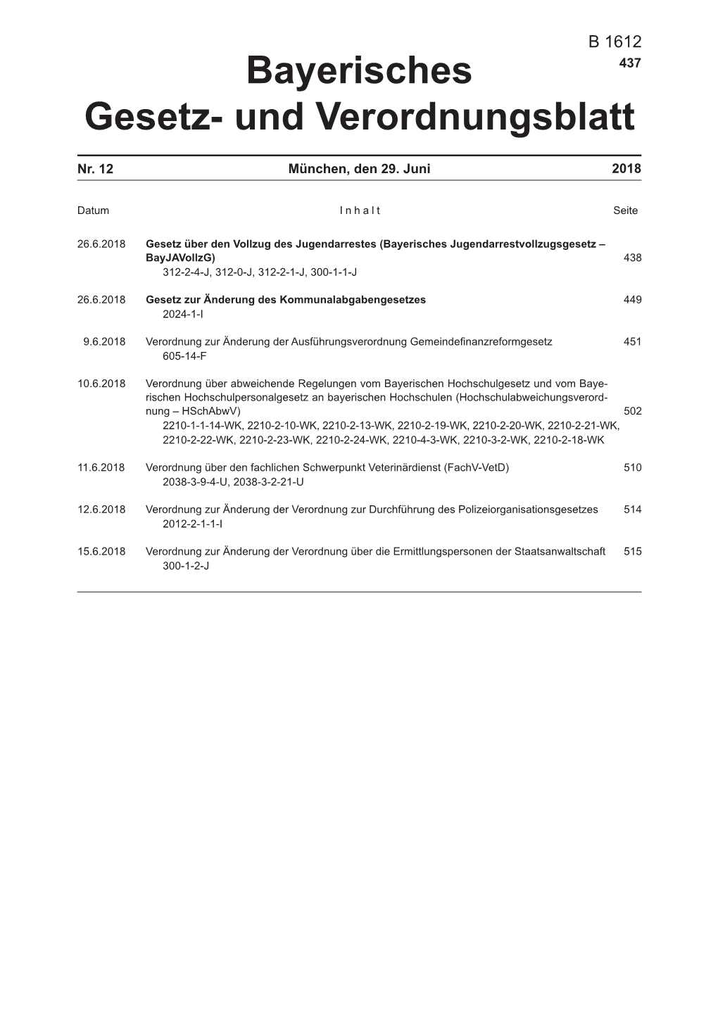 Bayerisches Gesetz- Und Verordnungsblatt 2018-12