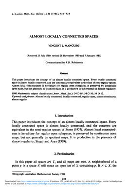 Almost Locally Connected Spaces