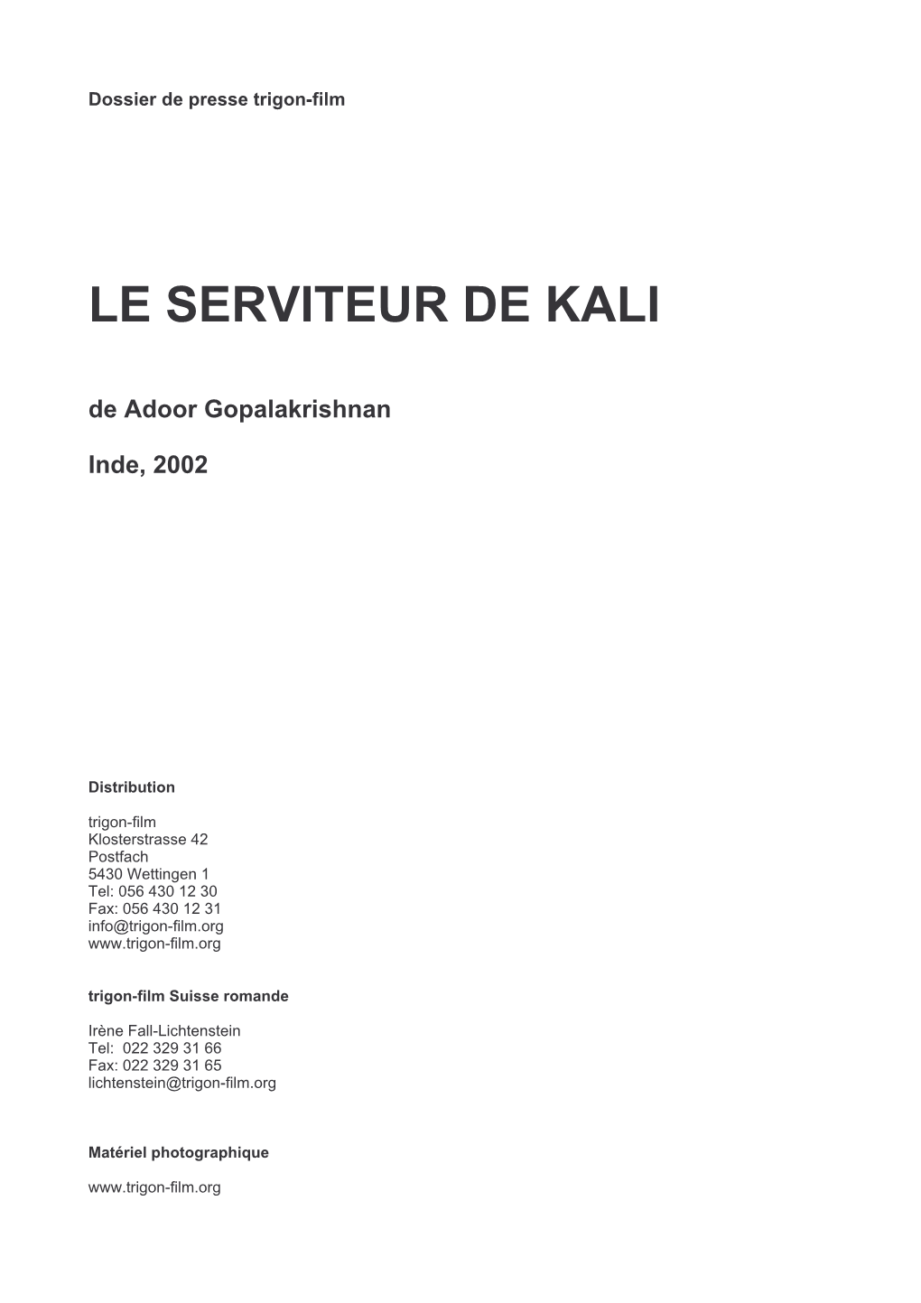 MD Le Serviteur De Kali F