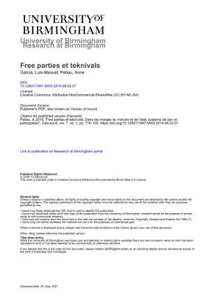 Free Parties and Teknivals: Gift-Exchange and Participation