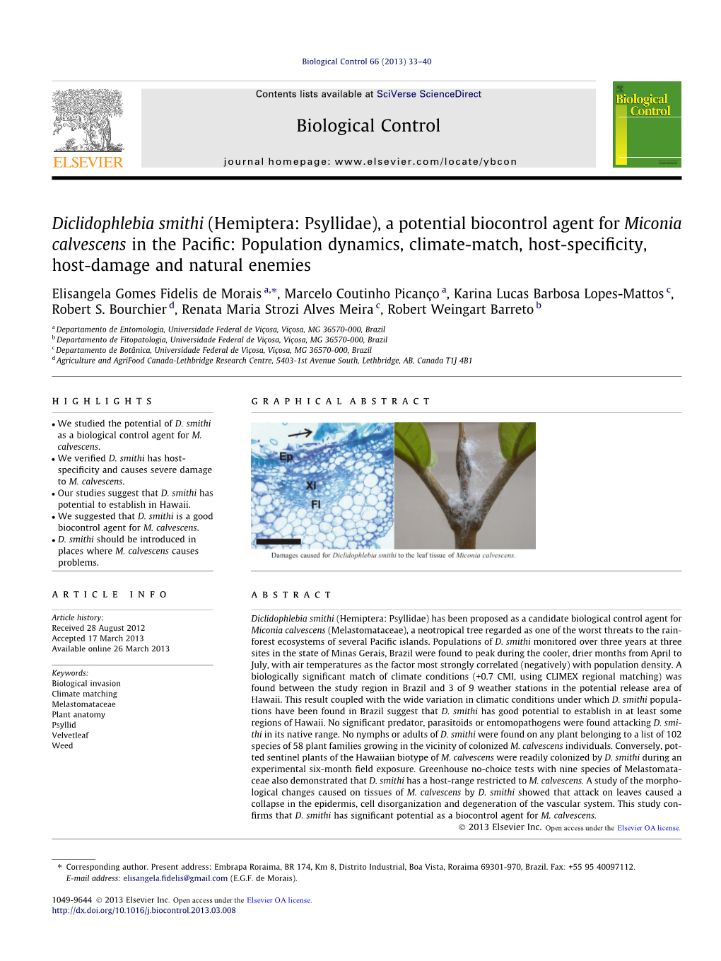 A Potential Biocontrol Agent for Miconia Calvescens In