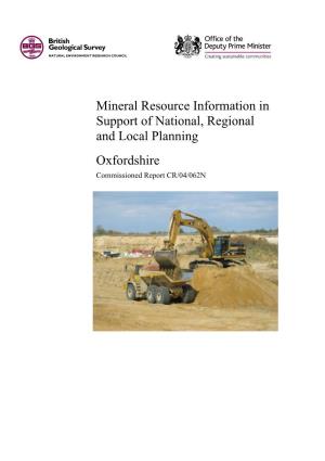 Mineral Resources Report for Oxfordshire