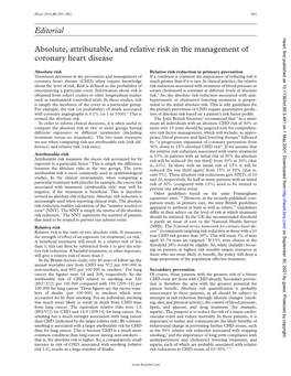 Editorial Absolute, Attributable, and Relative Risk in the Management Of