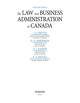 The LAW and BUSINESS ADMINISTRATION in CANADA J