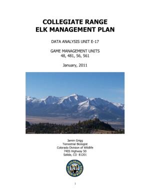 Collegiate Range Elk Management Plan