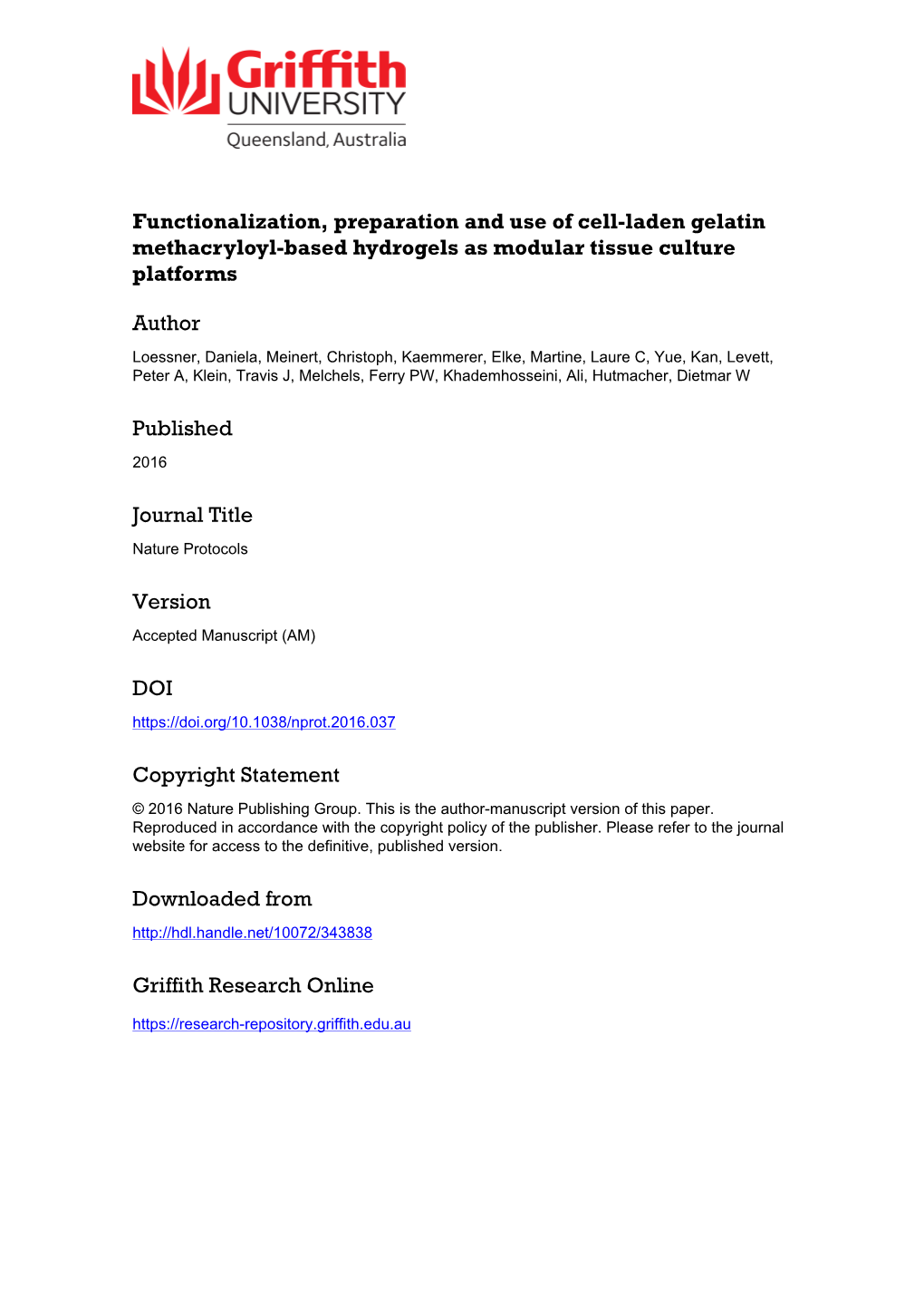 1 DOI: Nprot.2016.037 Categories: Cell Culture, Ontology: Biological