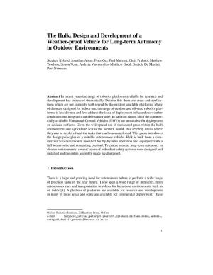 The Hulk: Design and Development of a Weather-Proof Vehicle for Long-Term Autonomy in Outdoor Environments