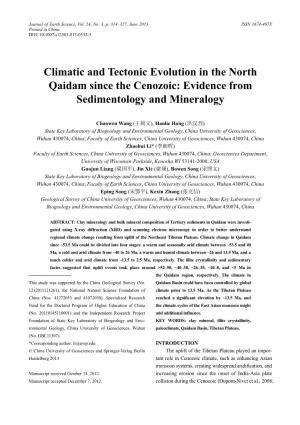 Climatic and Tectonic Evolution in the North Qaidam Since the Cenozoic: Evidence from Sedimentology and Mineralogy
