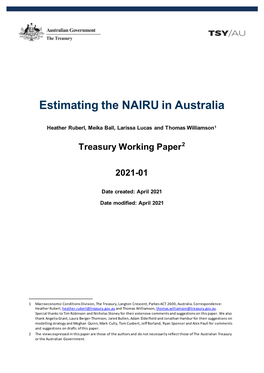 Estimating the NAIRU in Australia